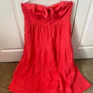 Universal Thread Women's Strapless Tiered Gauze Midi Dress in Coral